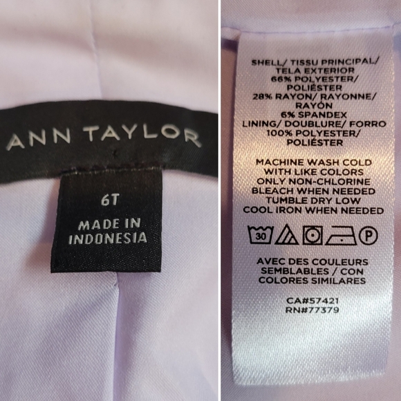 Ann Taylor Lavender Violet Lilac Cutaway Blazer Jacket, Women's 6T - Picture 16 of 16